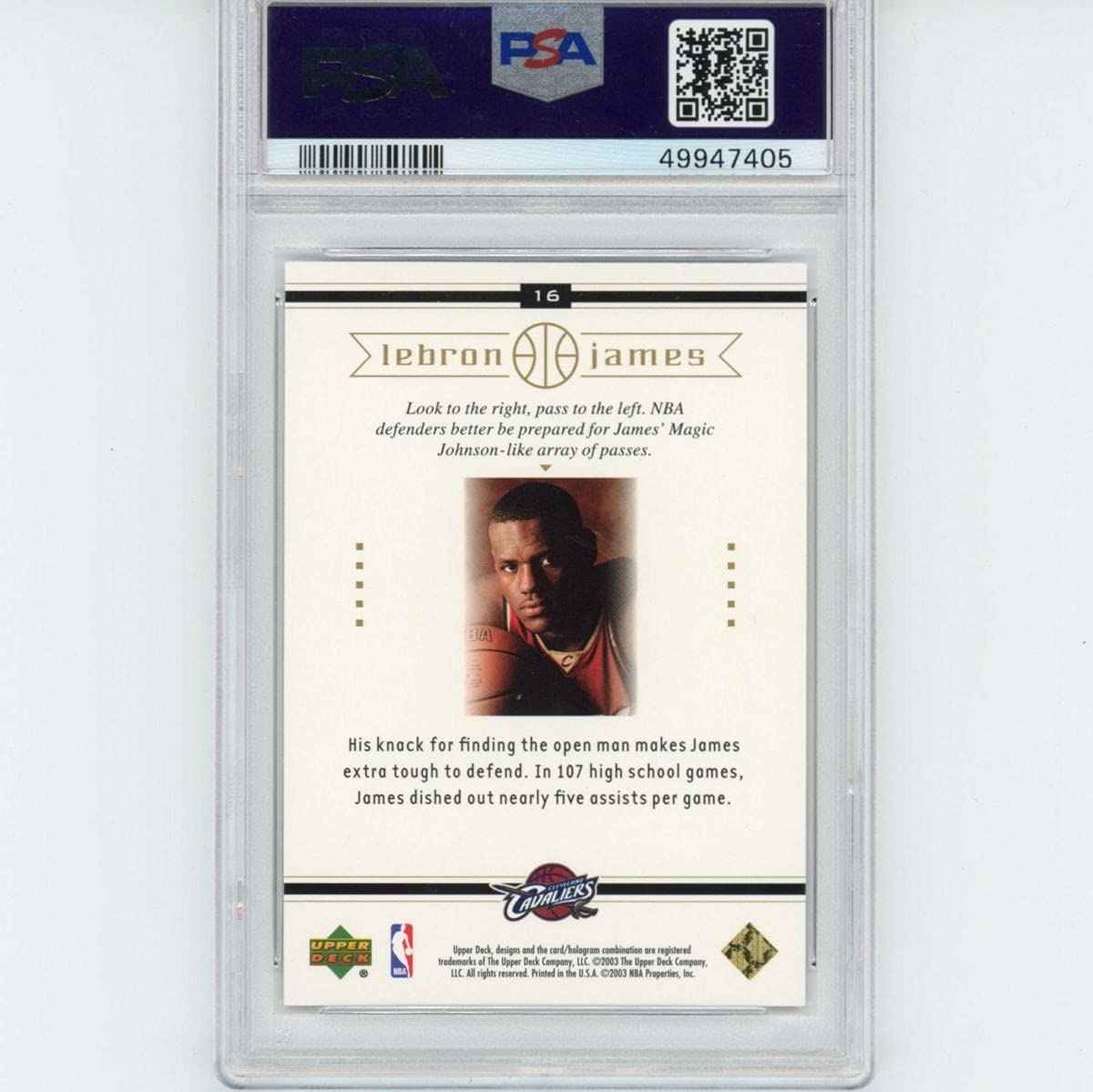 Graded 2003-04 Upper Deck LeBron James #16 Box Set Rookie RC Basketball Card PSA 10 Gem Mint