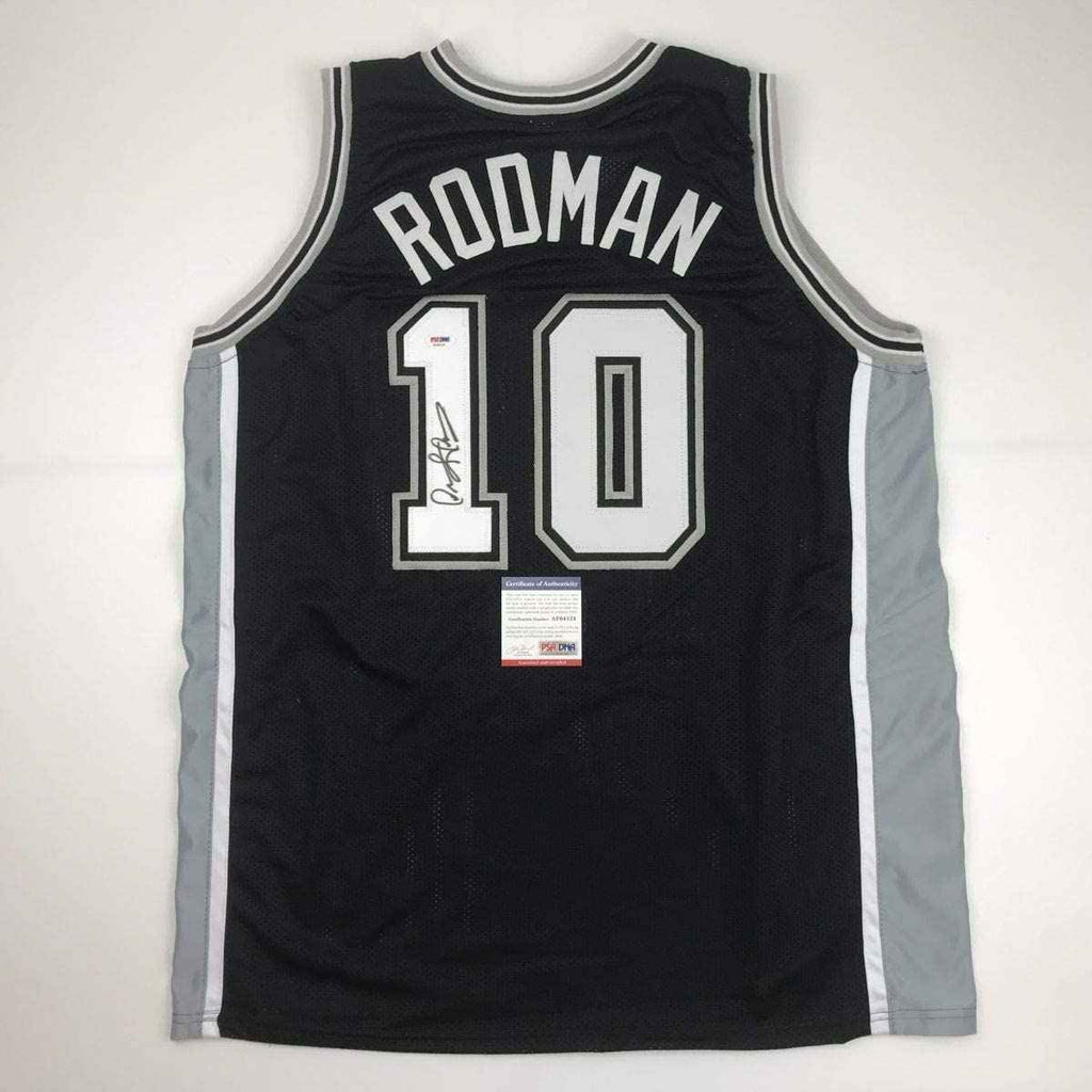 Autographed/Signed Dennis Rodman San Antonio Black Basketball Jersey PSA/DNA COA