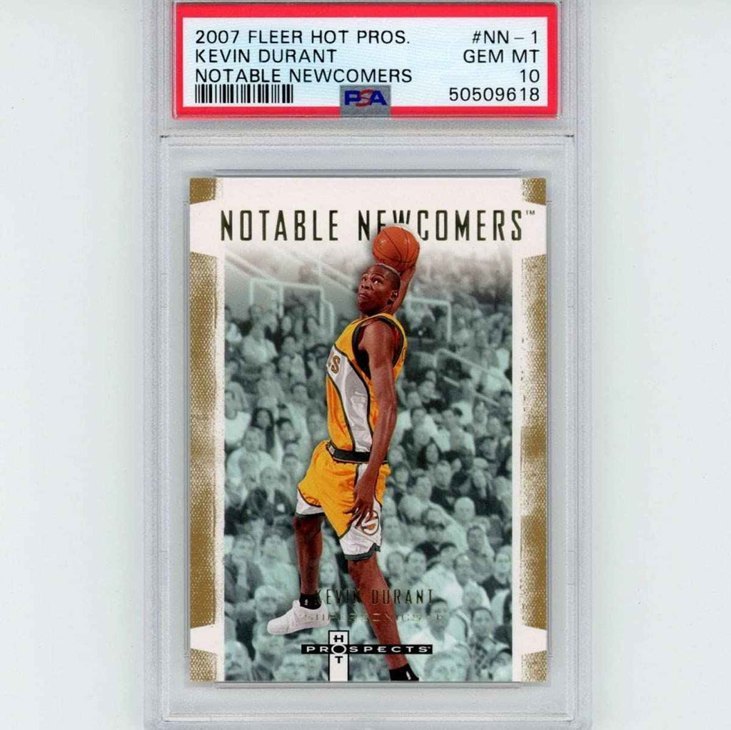 Graded 2007-08 Fleer Hot Prospects Kevin Durant #NN-1 Rookie RC Notable Newcomers Basketball Card PSA 10 Gem Mint