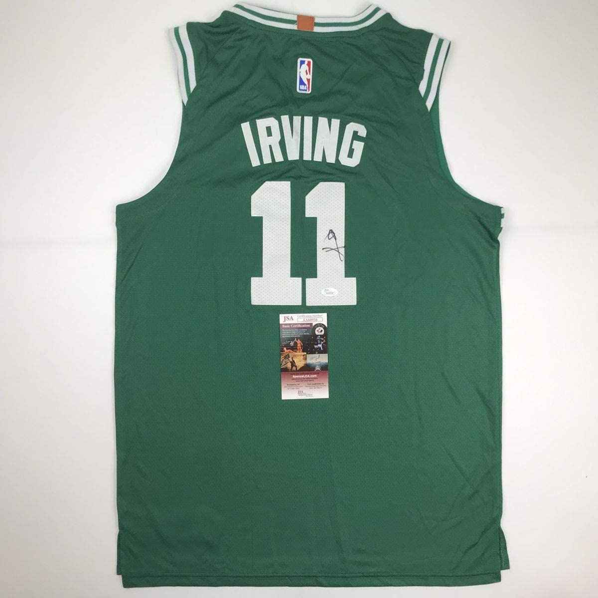 Autographed/Signed Kyrie Irving Boston Green Basketball Jersey JSA COA