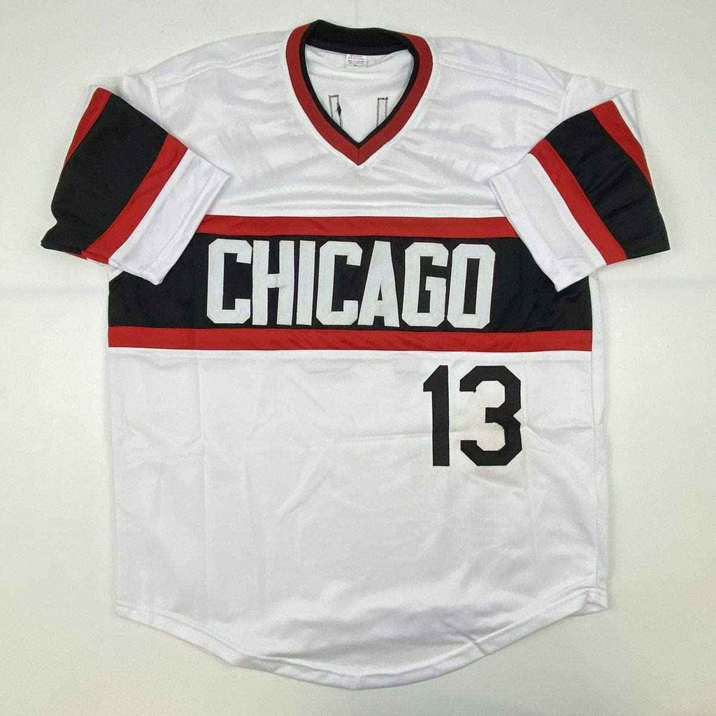 Autographed/Signed Ozzie Guillen Chicago Retro White Baseball Jersey JSA COA