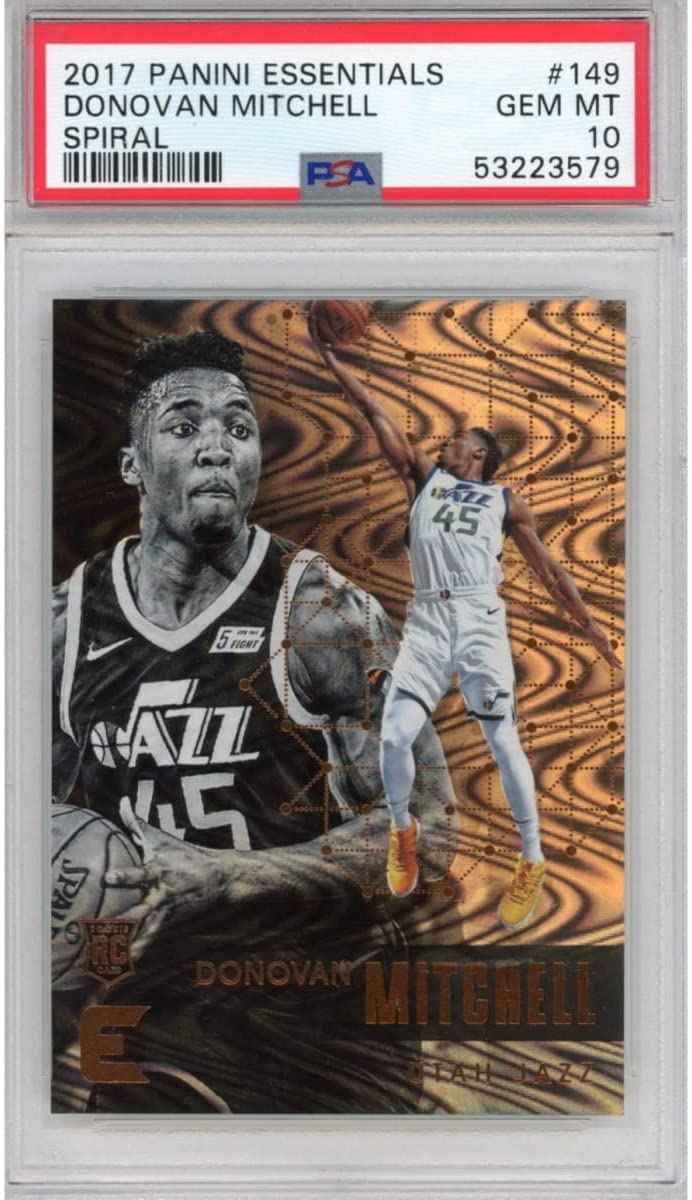 Graded 2017-18 Panini Essentials Donovan Mitchell #149 Spiral Rookie RC Basketball Card PSA 10 Gem Mint