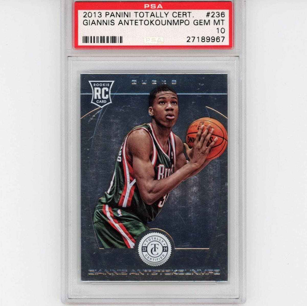 Graded 2013-14 Panini Totally Certified Giannis Antetokounmpo #236 Rookie RC Basketball Card PSA 10 Gem Mint
