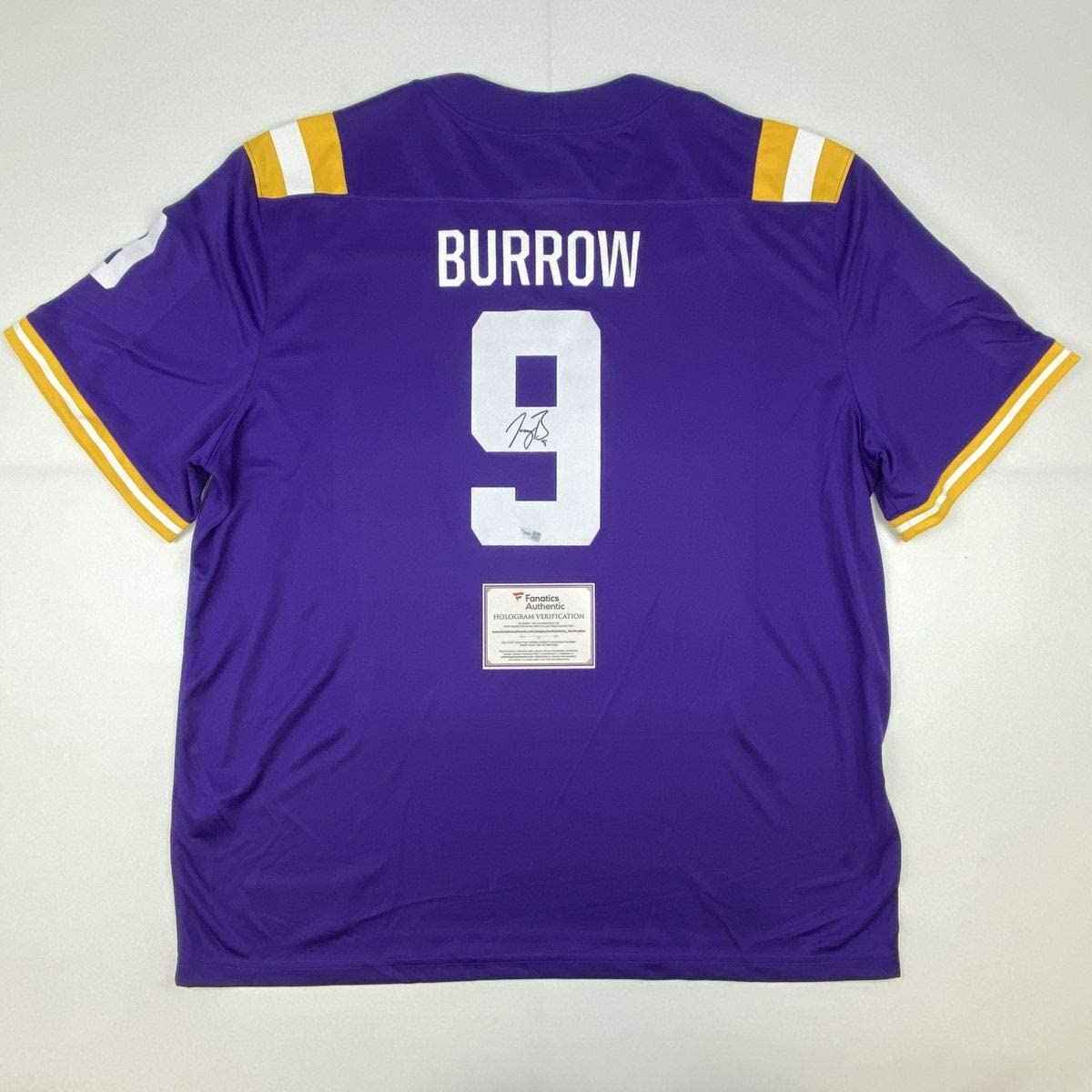 Autographed/Signed Joe Burrow LSU Tigers Purple Authentic Nike Game Football Jersey Fanatics COA