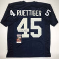 Autographed/Signed Rudy Ruettiger Notre Dame Blue College Football Jersey JSA COA