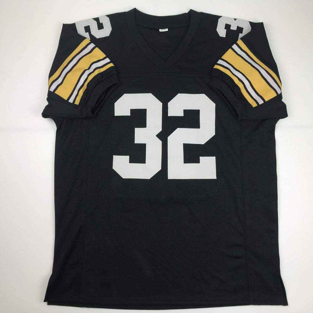 Autographed/Signed Franco Harris Pittsburgh Black Football Jersey JSA COA