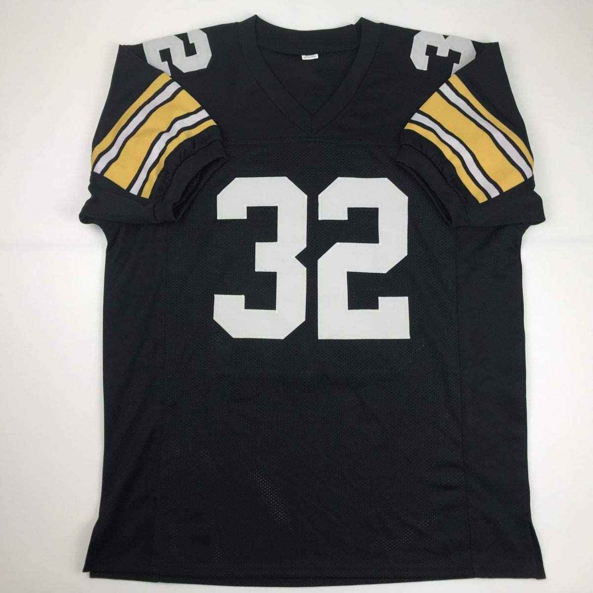 Autographed/Signed Franco Harris Pittsburgh Black Football Jersey JSA COA