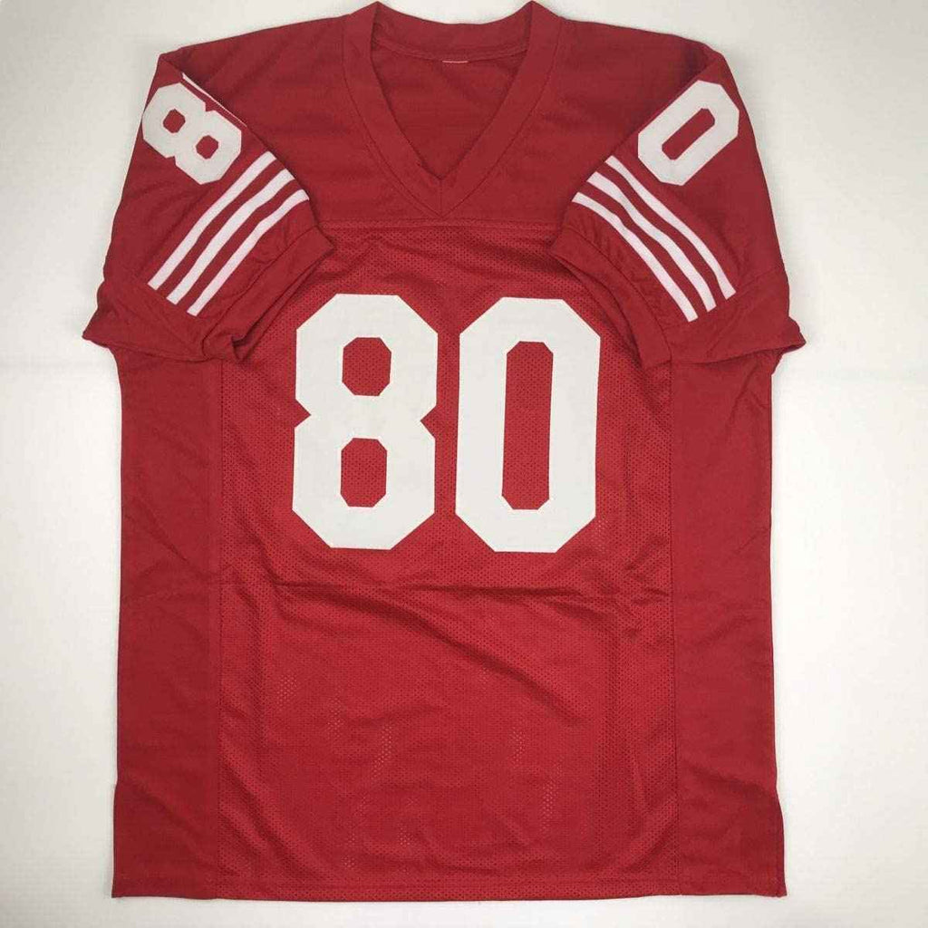 Autographed/Signed Jerry Rice San Francisco Red Football Jersey Beckett BAS COA