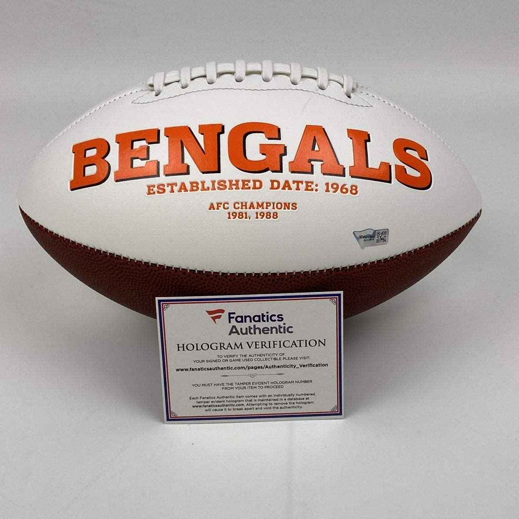 Autographed/Signed Joe Burrow Cincinnati Bengals Full Size F/S White Panel Logo Football Fanatics COA