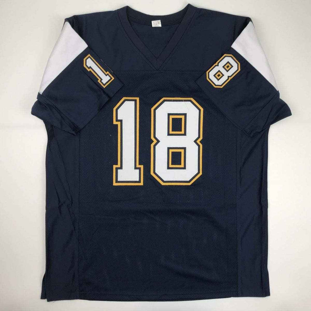 Autographed/Signed Charlie Joiner HOF 96 San Diego Dark Blue Football Jersey JSA COA