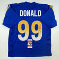 Autographed/Signed Aaron Donald Los Angeles LA Royal Blue Football Jersey Beckett BAS COA