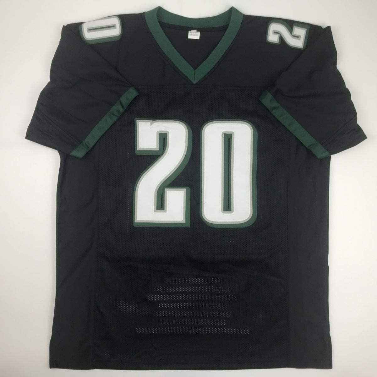 Autographed/Signed Brian Dawkins Philadelphia Black Stat Football Jersey JSA COA
