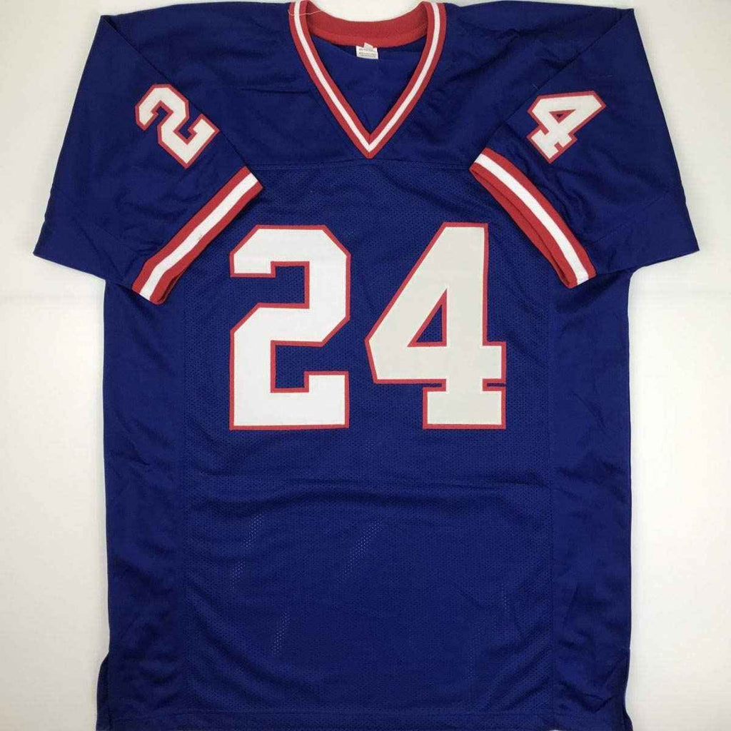 Autographed/Signed Ottis Anderson New York Blue Football Jersey JSA COA