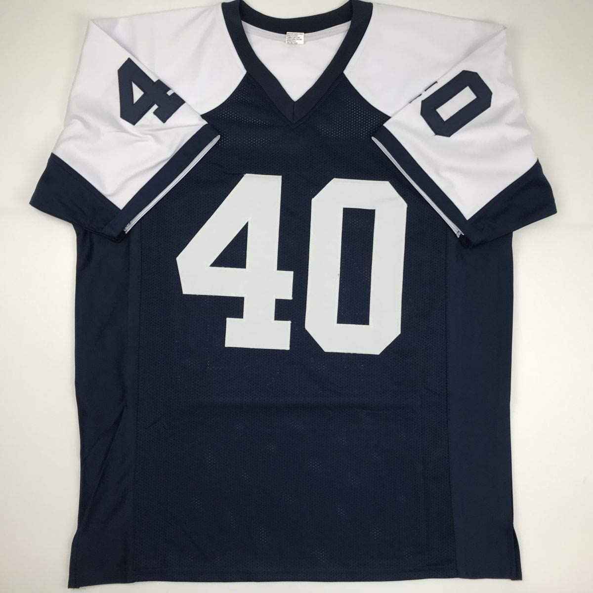 Autographed/Signed Bill Bates Dallas Thanksgiving Day Football Jersey PSA/DNA COA