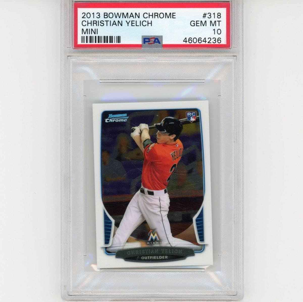 Graded 2013 Bowman Chrome Mini Christian Yelich #318 Rookie RC Baseball Card PSA 10 Gem Mint