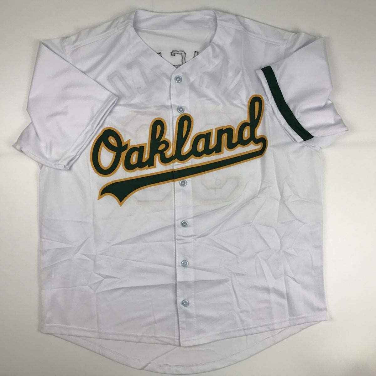 Autographed/Signed Jose Canseco Oakland White Baseball Jersey JSA COA