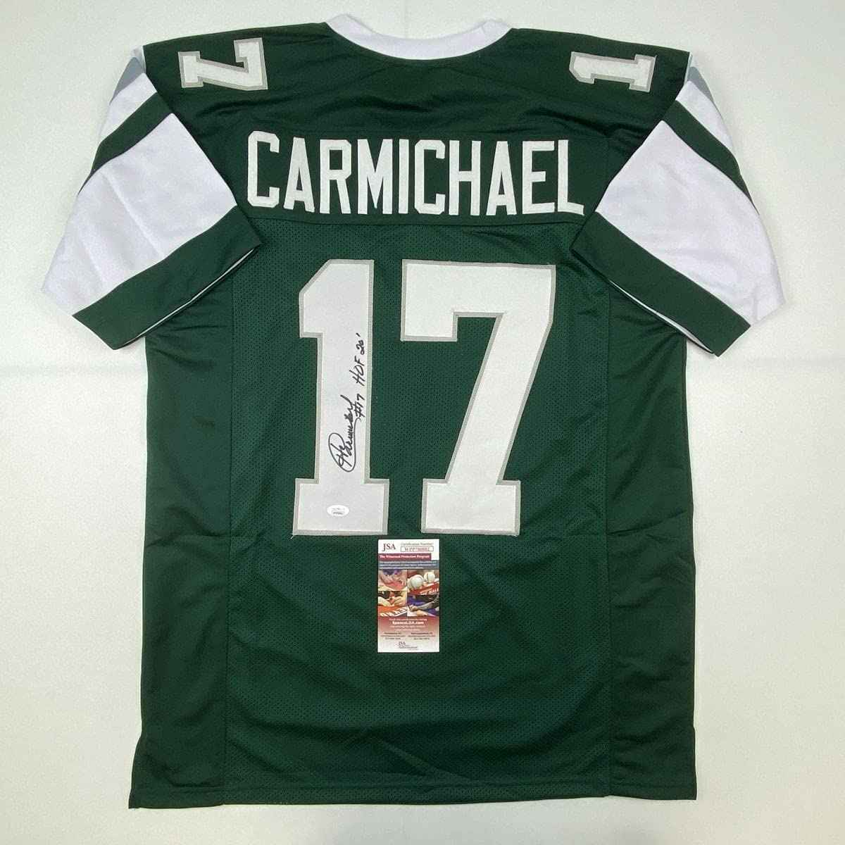 Autographed/Signed Harold Carmichael HOF 20 Philadelphia Green Football Jersey JSA COA