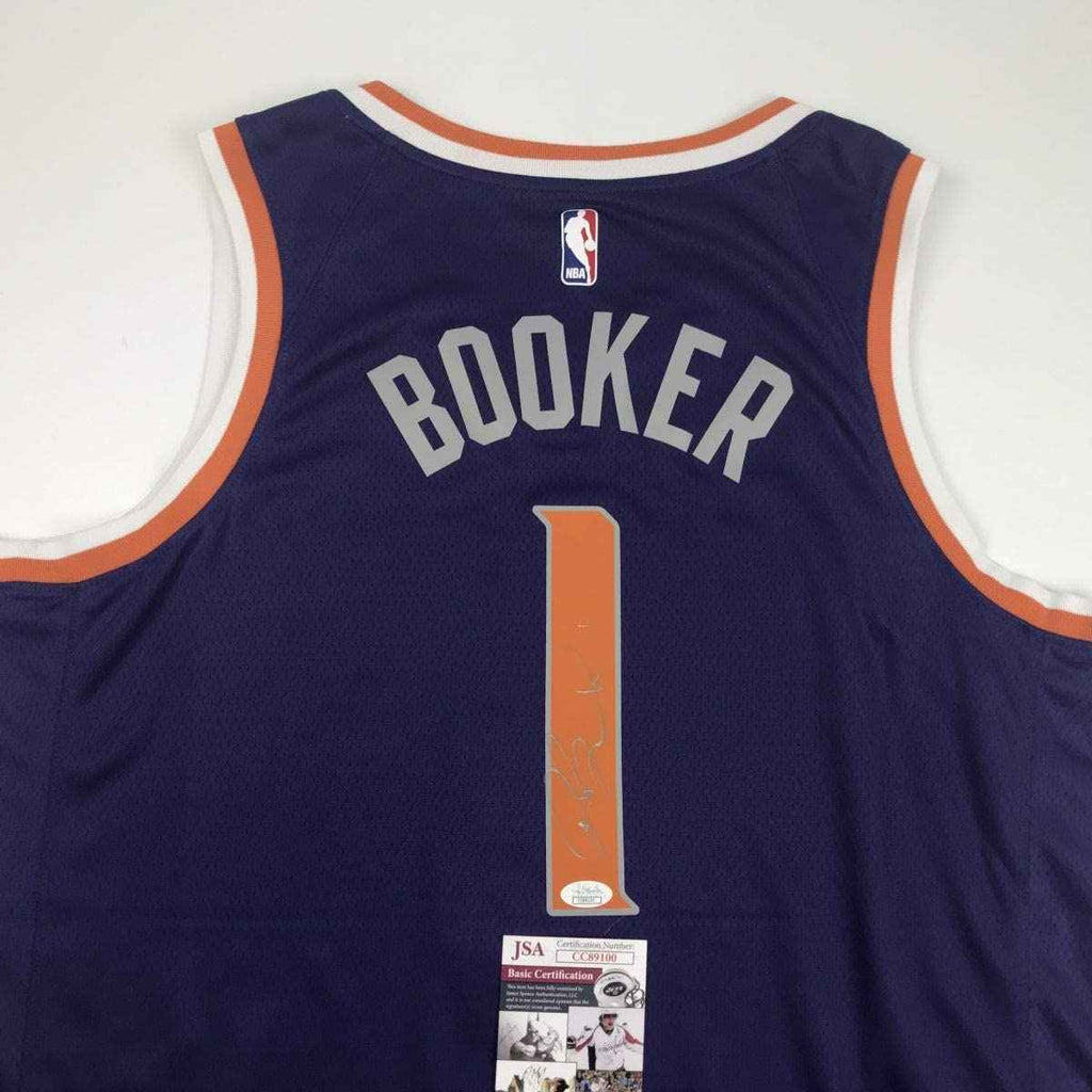 Autographed/Signed Devin Booker Phoenix Suns Nike Purple Basketball Jersey JSA COA