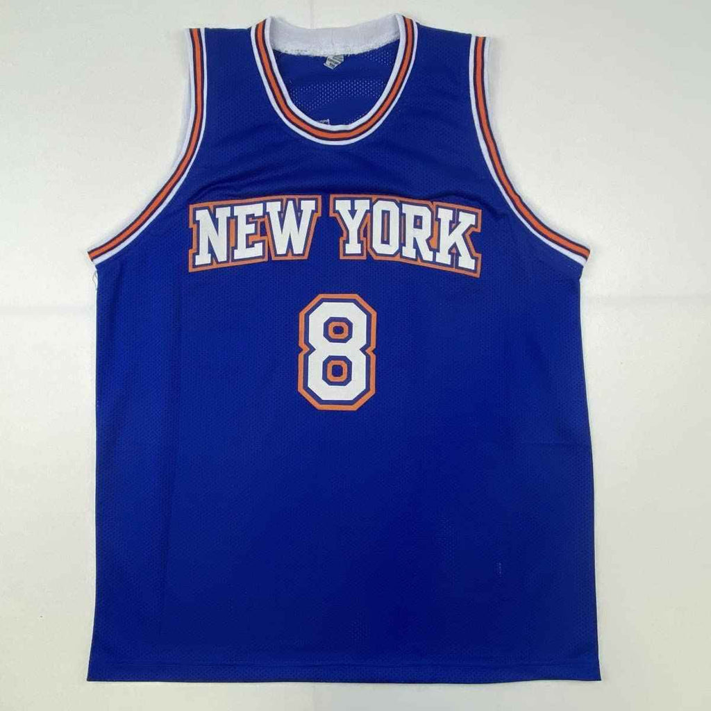 Autographed/Signed Kemba Walker New York Blue Basketball Jersey JSA COA