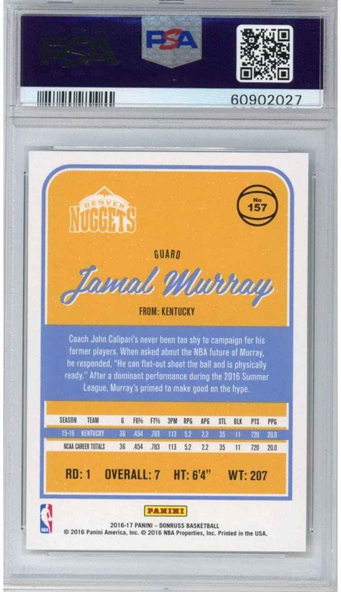 Graded 2016-17 Panini Donruss Jamal Murray #157 Rookie RC Basketball Card PSA 10 Gem Mint