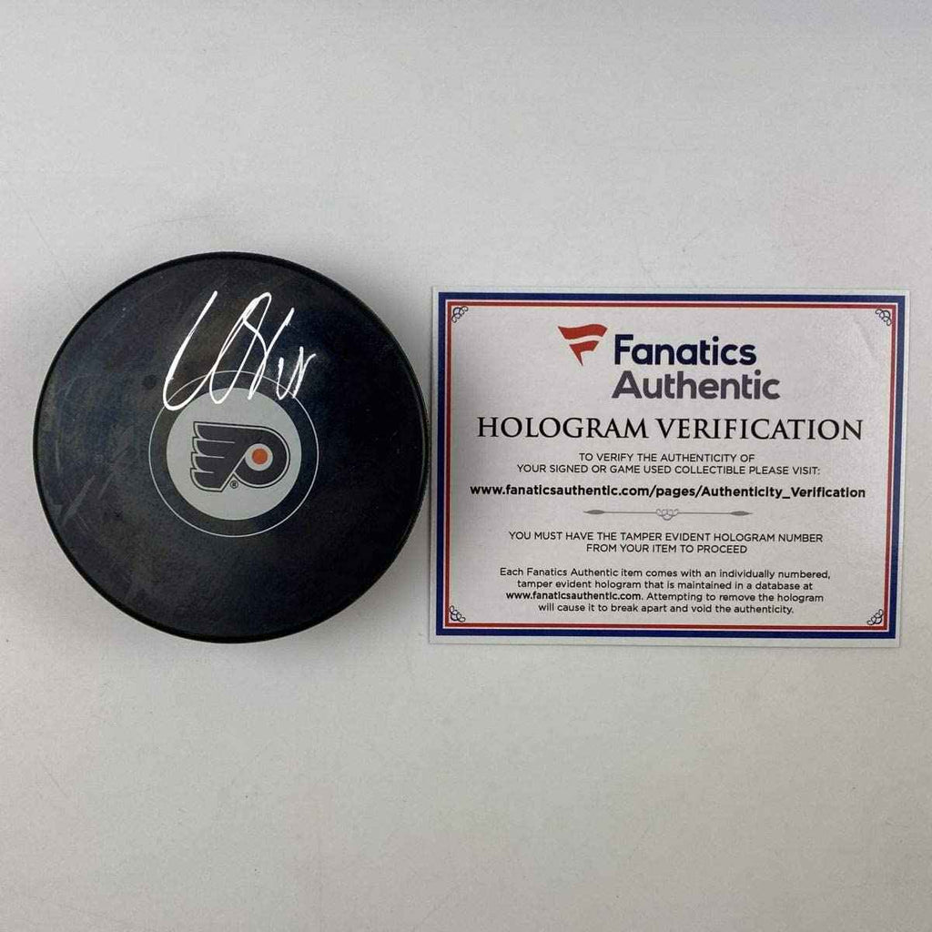 Autographed/Signed Claude Giroux Philadelphia Flyers Logo Hockey Puck Fanatics COA