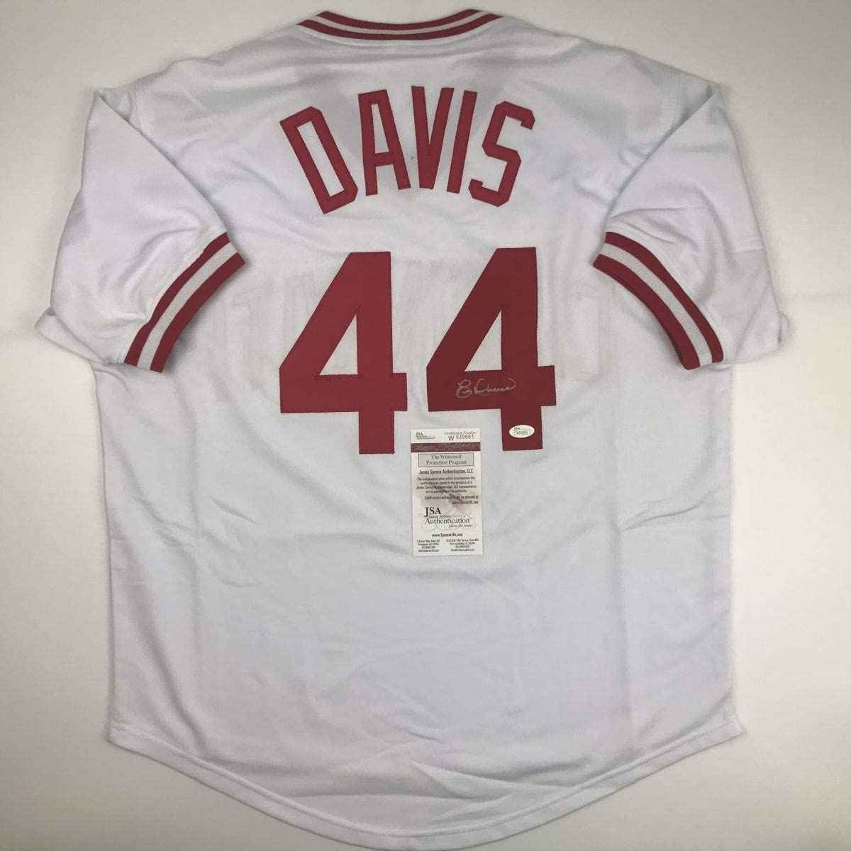 Autographed/Signed Eric Davis Cincinnati White Baseball Jersey JSA COA