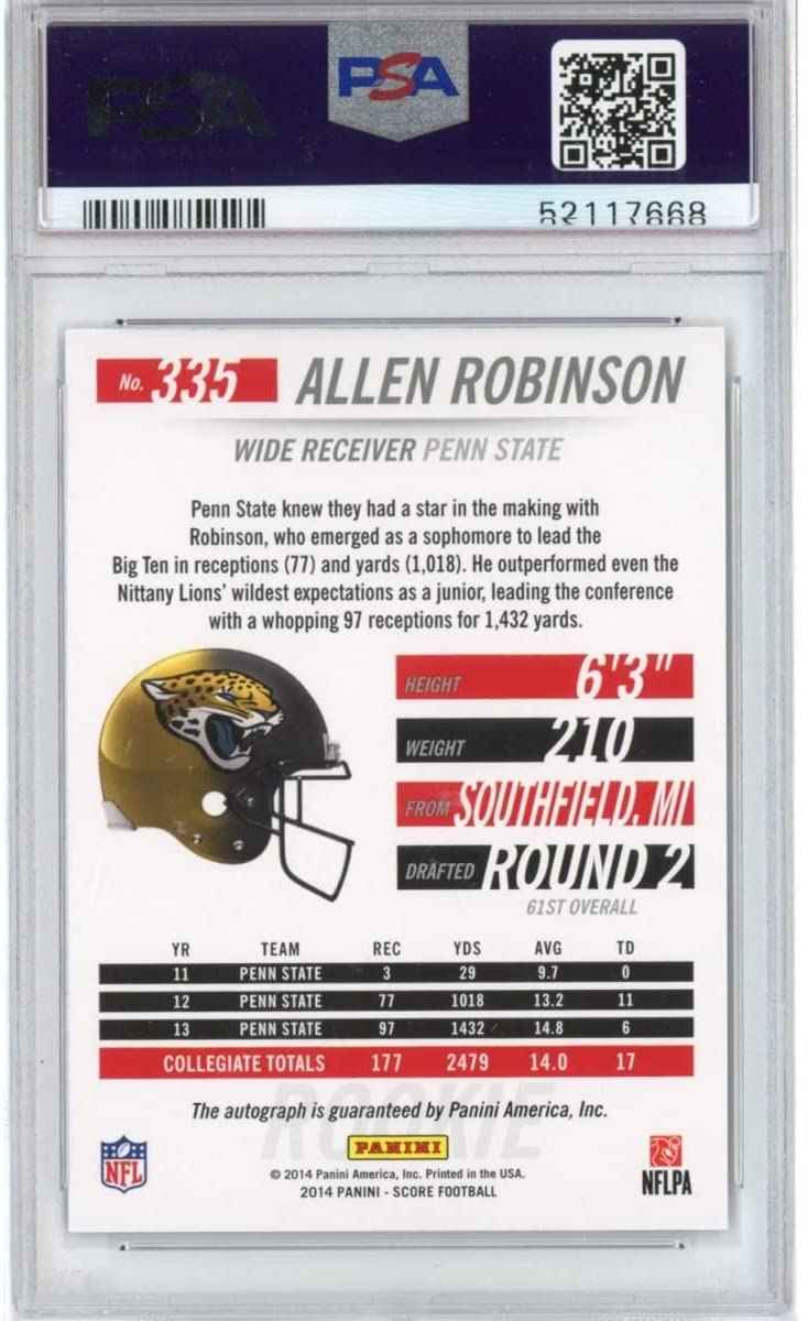 Graded 2014 Panini Score Allen Robinson #335 Blue #/99 Hot Rookies RC Auto Football Card PSA 10 Gem Mint