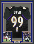 Framed Autographed/Signed Odafe Oweh 35x39 Baltimore Black Football Jersey JSA COA