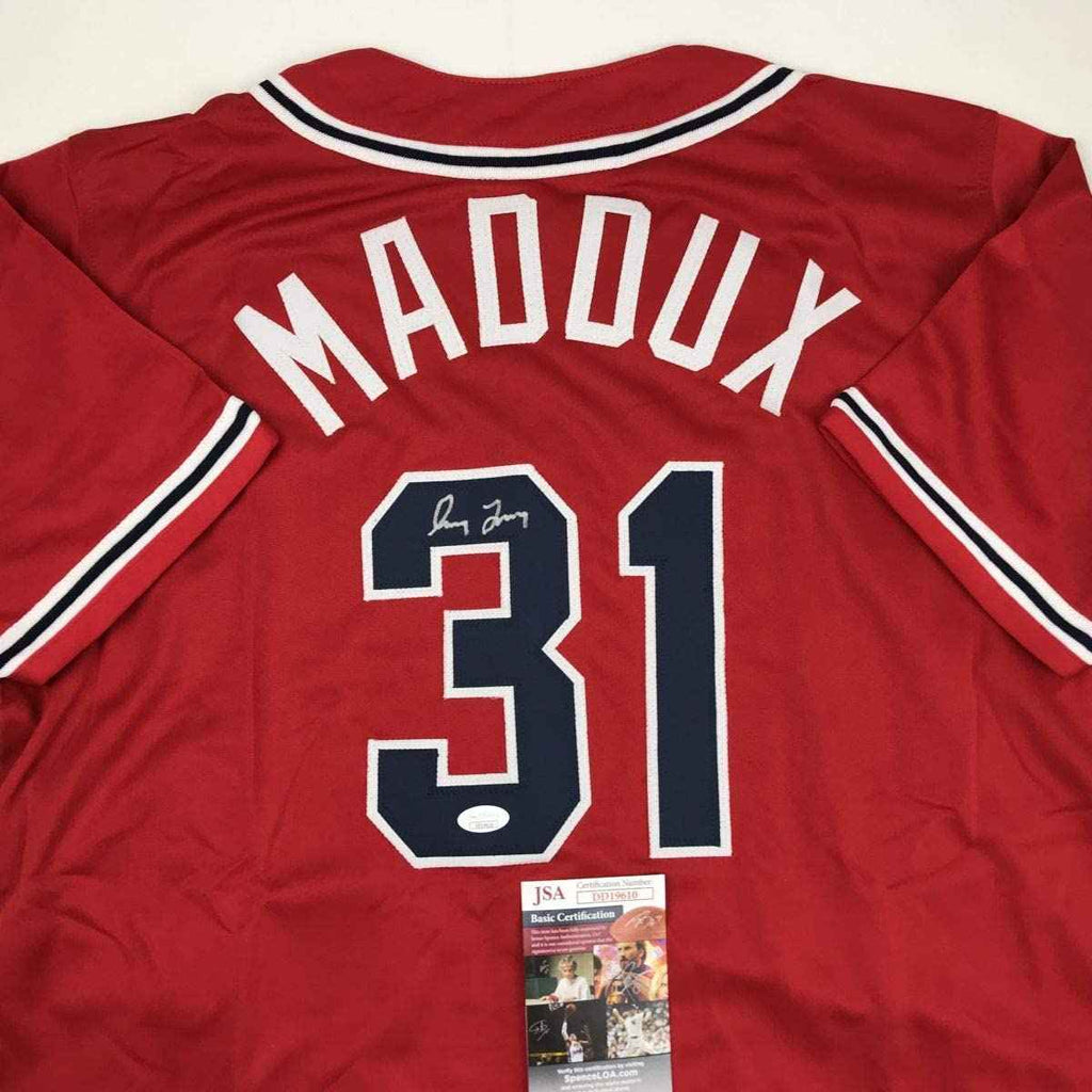 Autographed/Signed Greg Maddux Atlanta Red Baseball Jersey JSA COA