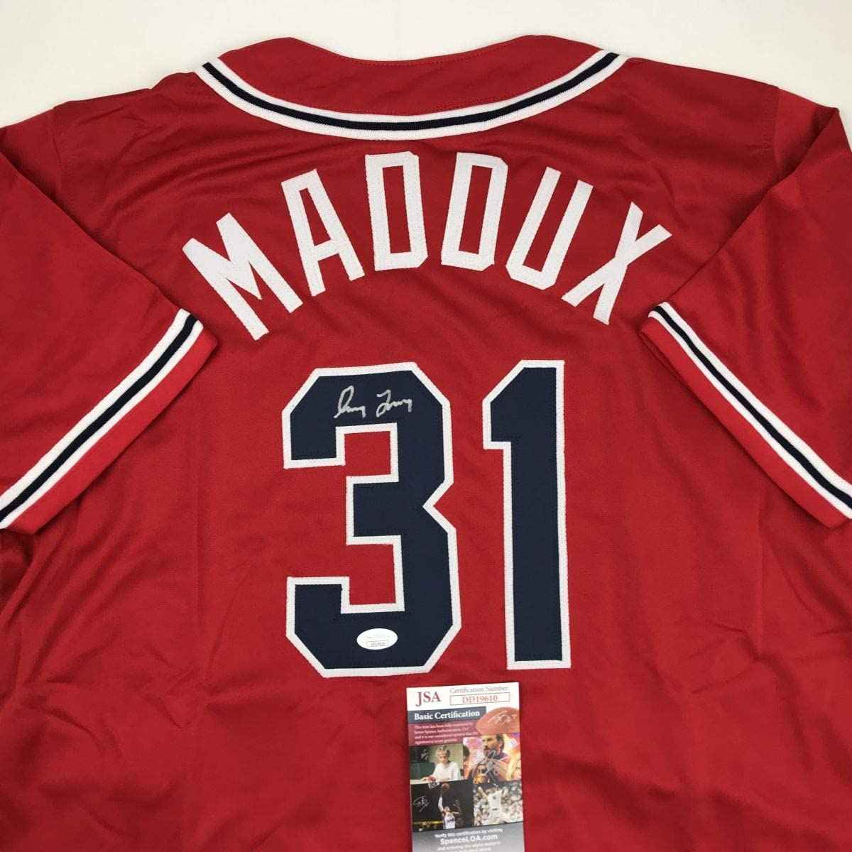 Autographed/Signed Greg Maddux Atlanta Red Baseball Jersey JSA COA