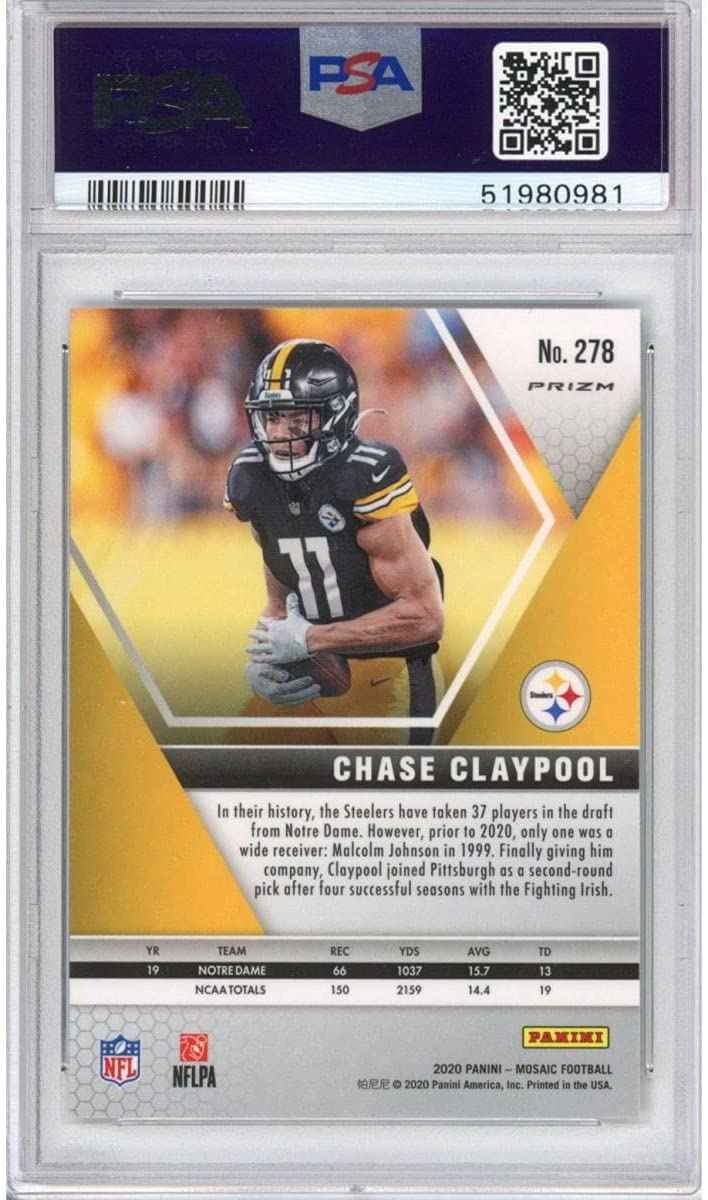 Graded 2020 Panini Mosaic Chase Claypool #278 Green Rookie RC Football Card PSA 10 Gem Mint