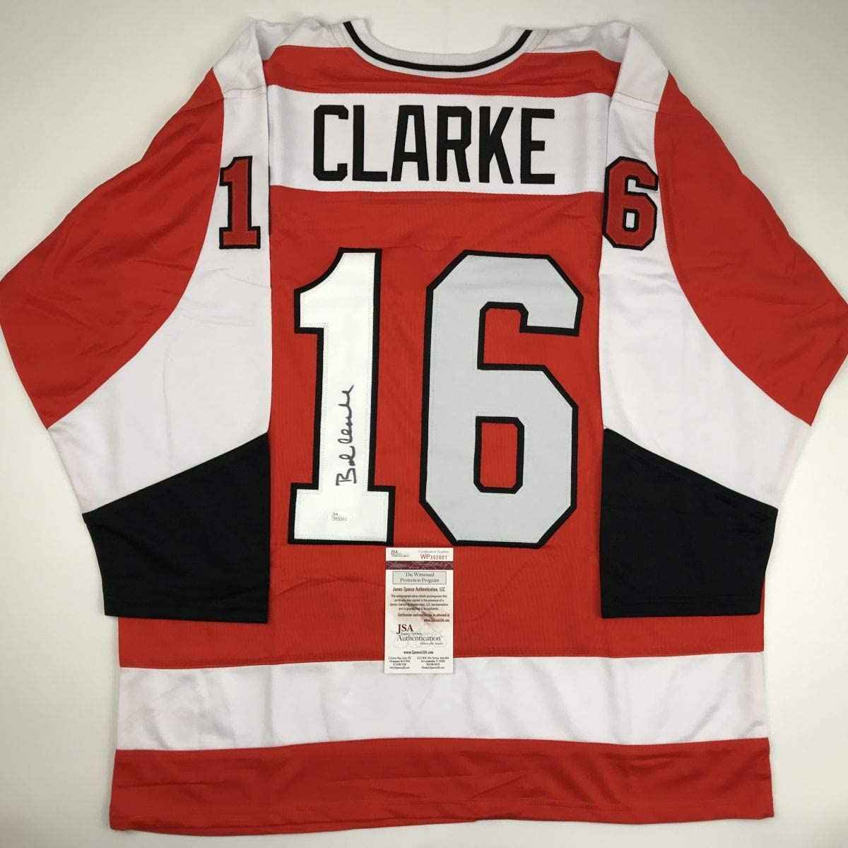 Autographed/Signed Bob Bobby Clarke Philadelphia Orange Hockey Jersey JSA COA