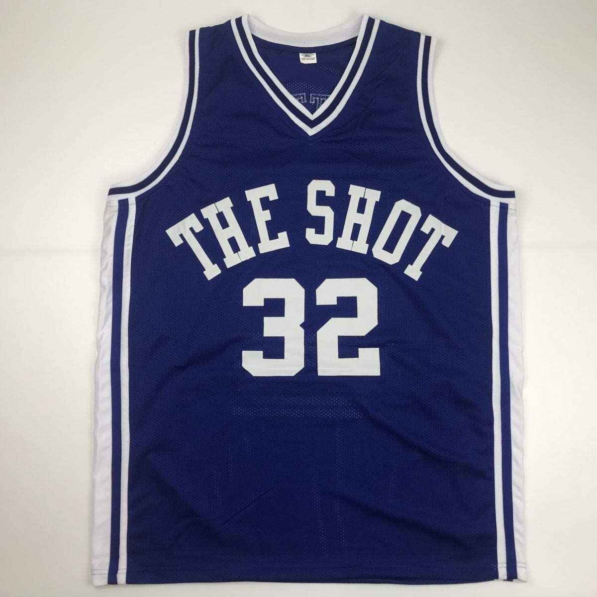 Autographed/Signed Christian Laettner Duke Blue Stat The Shot College Basketball Jersey JSA COA
