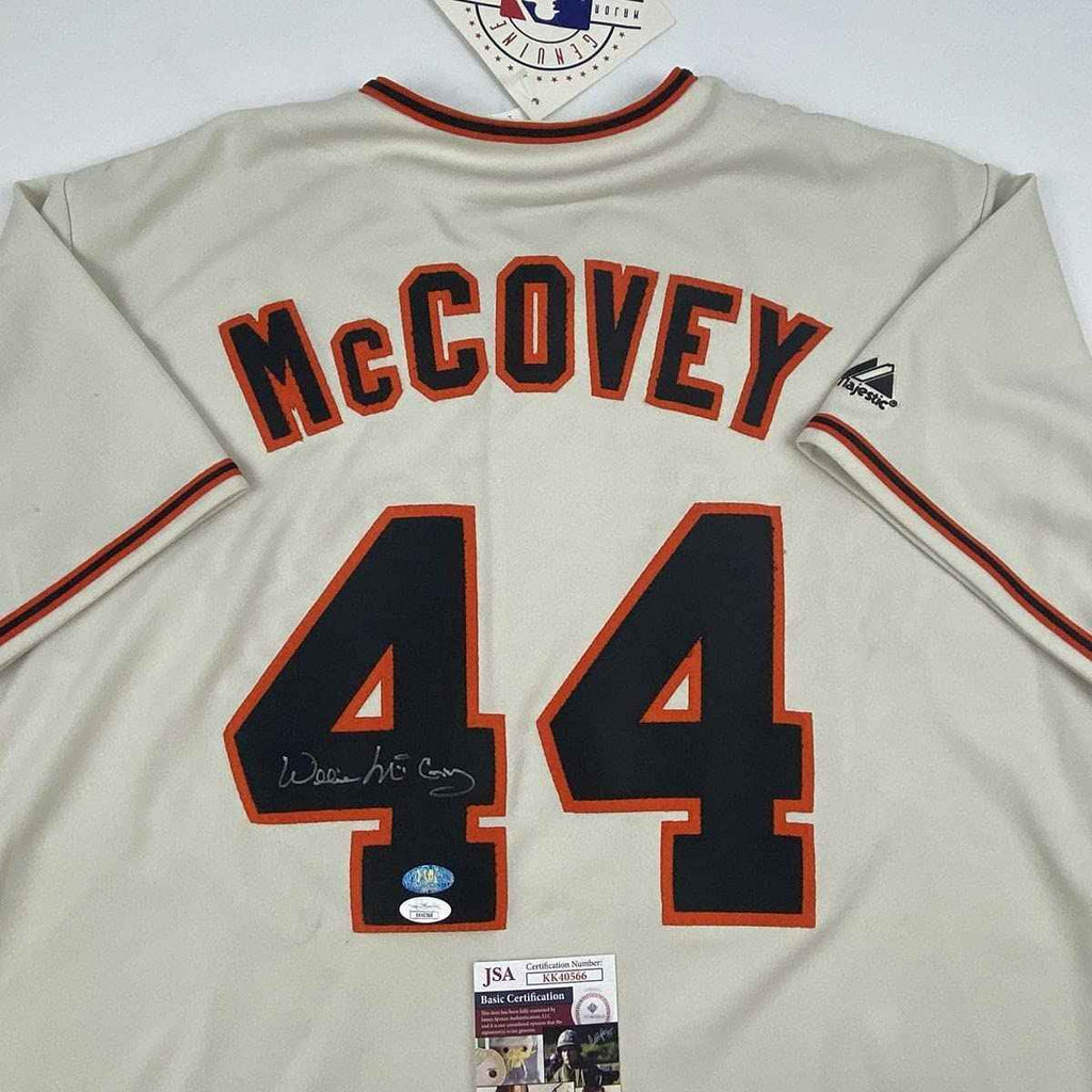 Autographed/Signed Willie McCovey San Francisco Cream Baseball Jersey JSA COA
