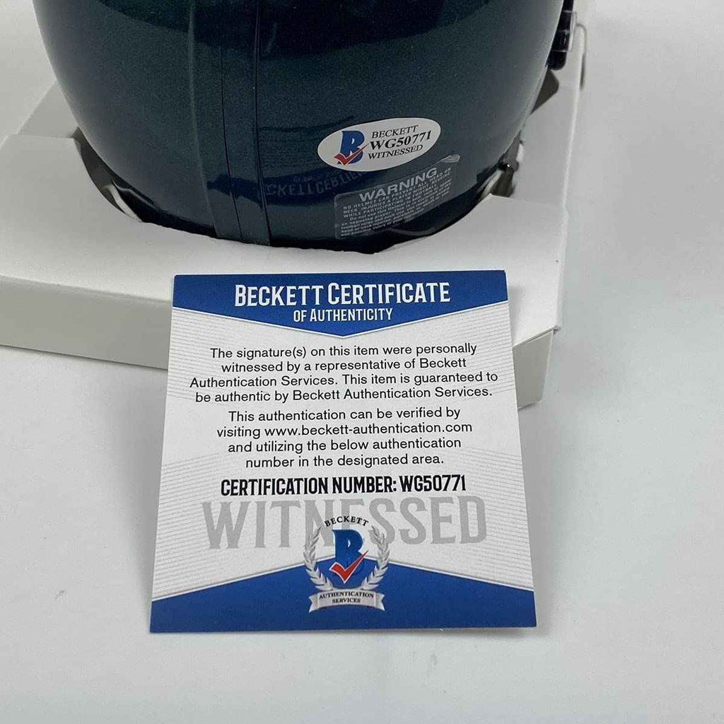 Autographed/Signed Michael Mike Vick Philadelphia Eagles Football Mini Helmet Beckett BAS COA