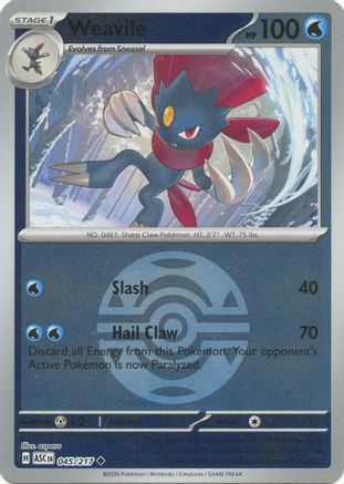 Weavile (Dusk Ball) 045/217 - ME Ascended Heroes Reverse Holofoil