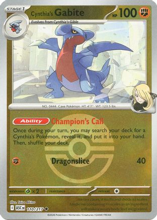 Cynthia's Gabite (Poke Ball) 110 - ME Ascended Heroes Reverse Holofoil