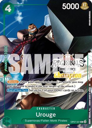 Urouge (Offline Regional Champion Card Set 2025 Vol.1) (OP07-021) - One Piece Promotion Cards Foil