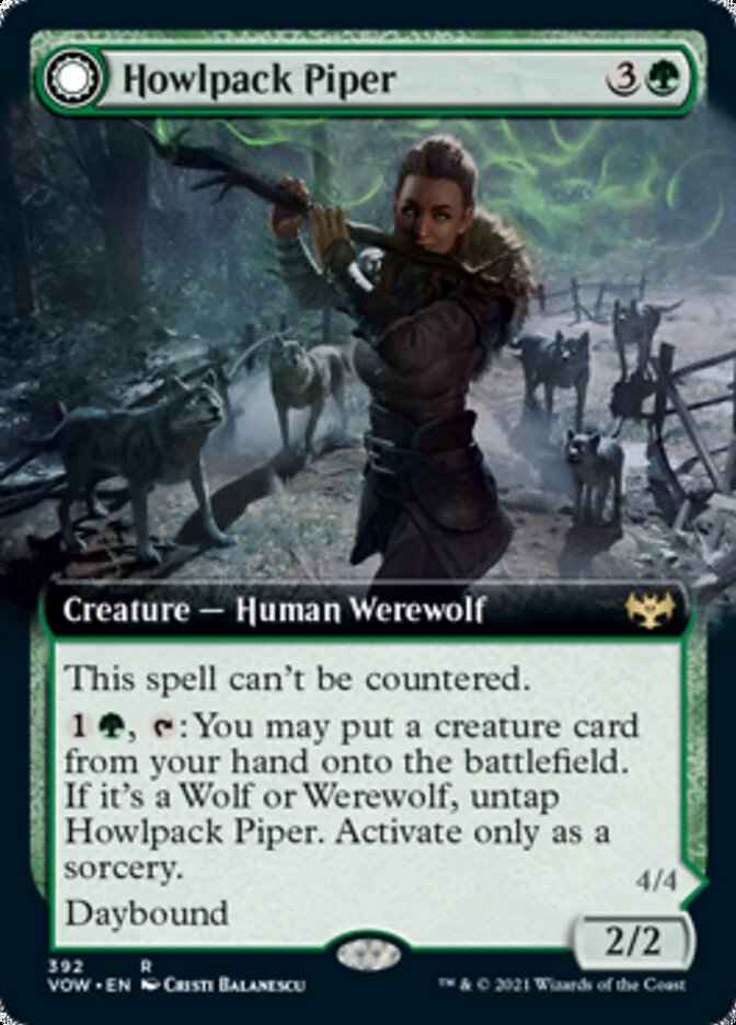 Howlpack Piper // Wildsong Howler (VOW-392) - Innistrad: Crimson Vow: (Extended Art, Double Faced Transform)
