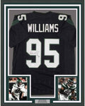 Framed Autographed/Signed Quinnen Williams 35x39 New York Black Football Jersey JSA COA