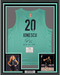 Framed Autographed/Signed Sabrina Ionescu 2020#1 Pick 35x39 New York Liberty Green Basketball Jersey Fanatics COA