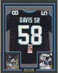 Framed Autographed/Signed Thomas Davis Sr. 35x39 Carolina Black Football Jersey JSA COA