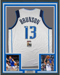 Framed Autographed/Signed Jalen Brunson 35x39 Dallas White Basketball Jersey JSA COA