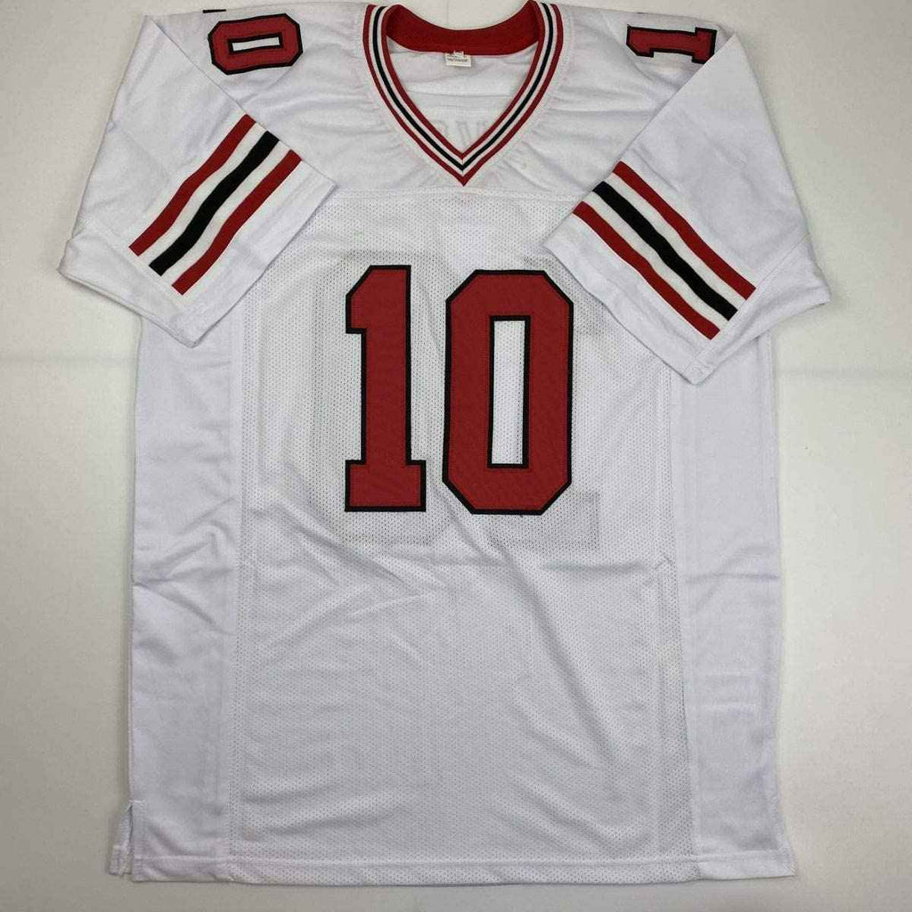 Autographed/Signed Steve Bartkowski Atlanta White Football Jersey JSA COA