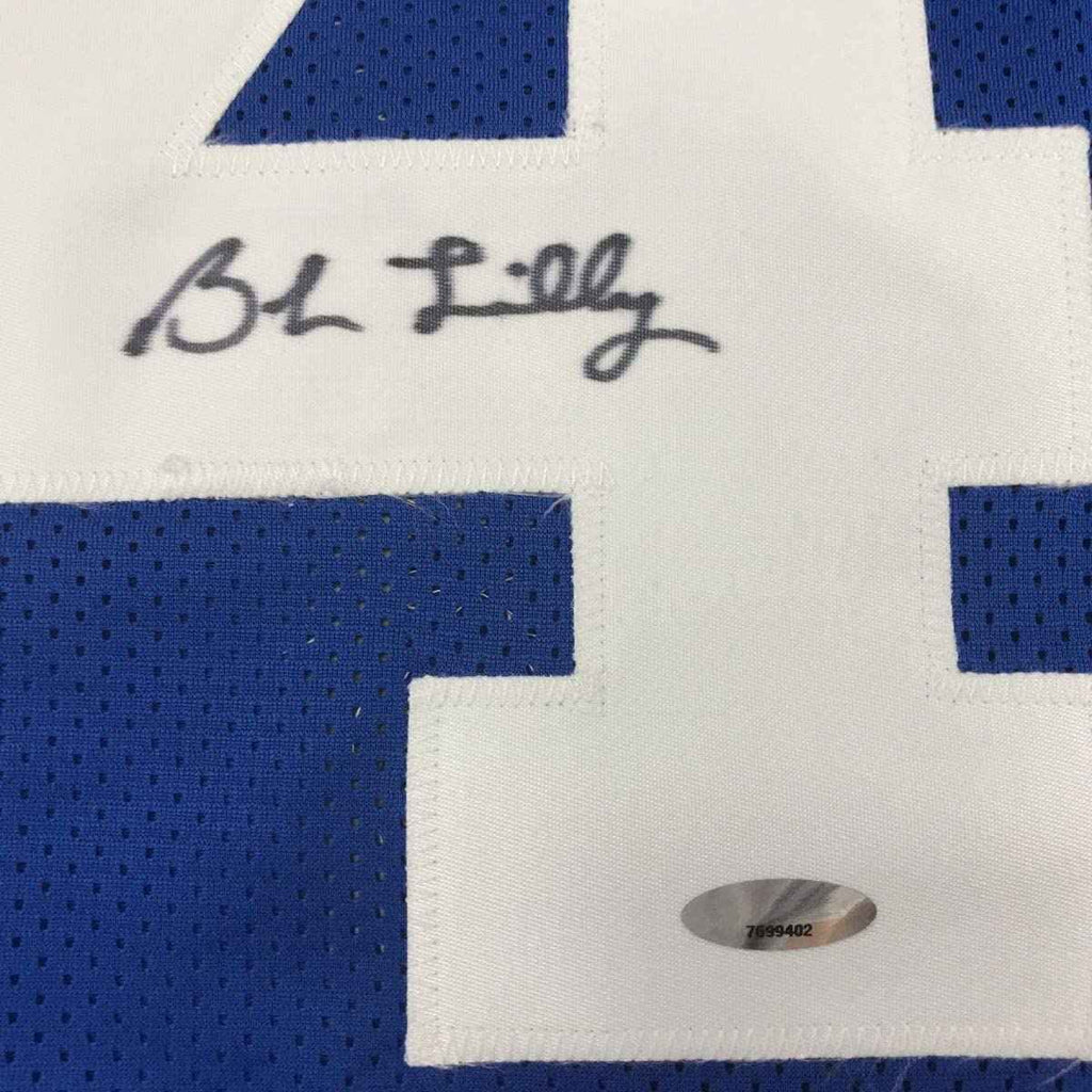 Framed Autographed/Signed Bob Lilly 35x39 Dallas Retro Blue Football Jersey Tristar COA Holo Only