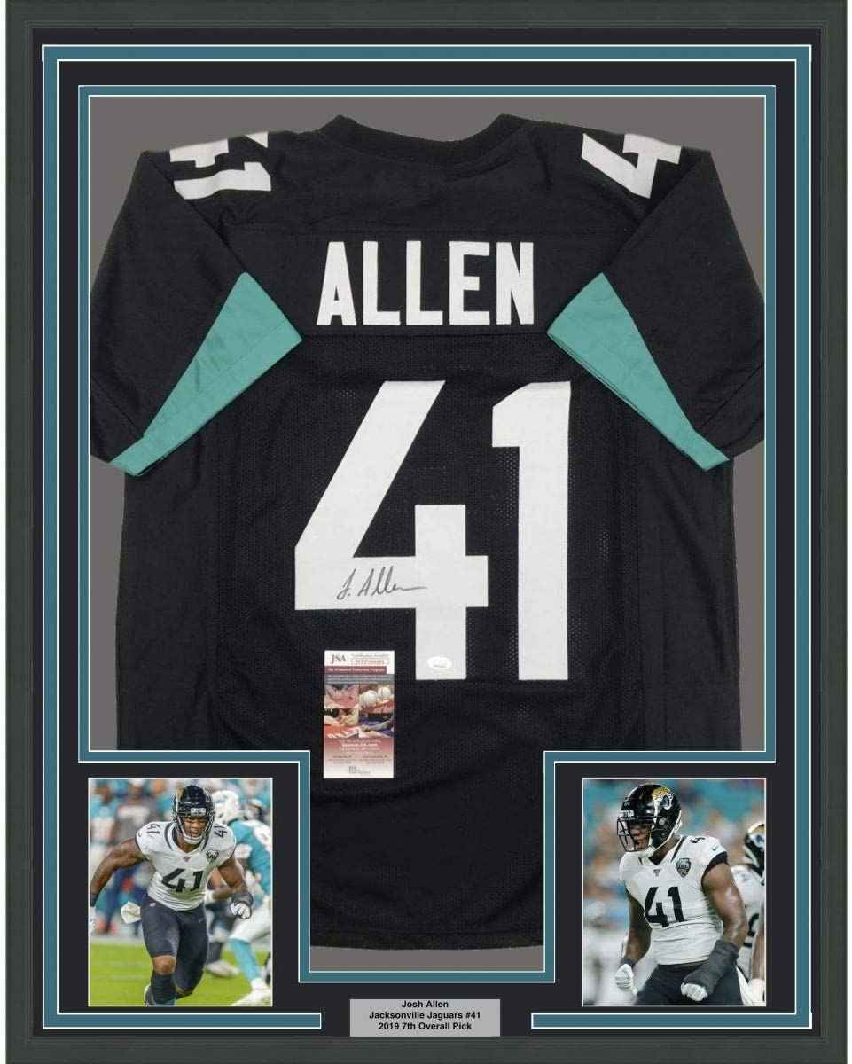 Framed Autographed/Signed Josh Allen 35x39 Jacksonville Black Football Jersey JSA COA