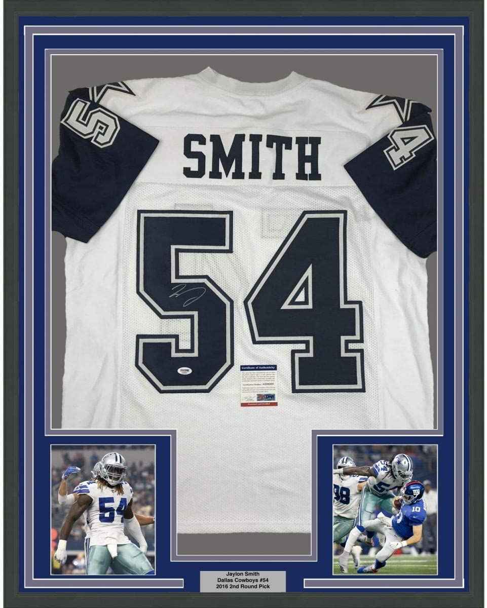 Framed Autographed/Signed Jaylon Smith 35x39 Dallas Color Rush Football Jersey PSA/DNA COA