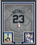 Framed Autographed/Signed Don Mattingly 35x39 New York Grey Baseball Jersey JSA COA