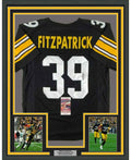 Framed Autographed/Signed Minkah Fitzpatrick 35x39 Pittsburgh Black Football Jersey JSA COA