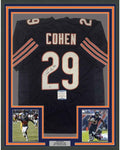 Framed Autographed/Signed Tarik Cohen 35x39 Chicago Blue Football Jersey Beckett BAS COA